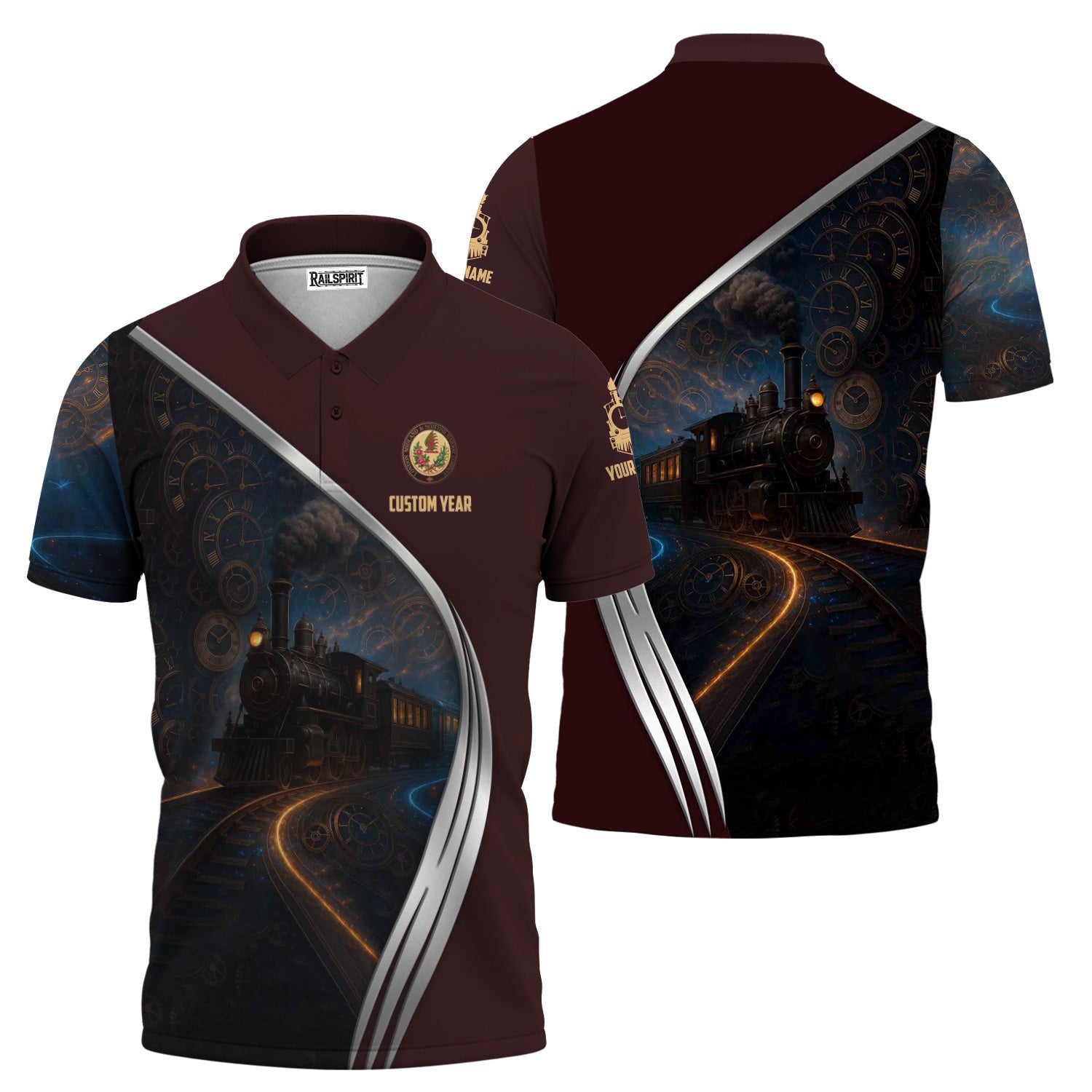 Railspirit Personalized London, Midland and Scottish Railway Polo Shirt Steampunk Locomotive with Custom Year Train Shirt