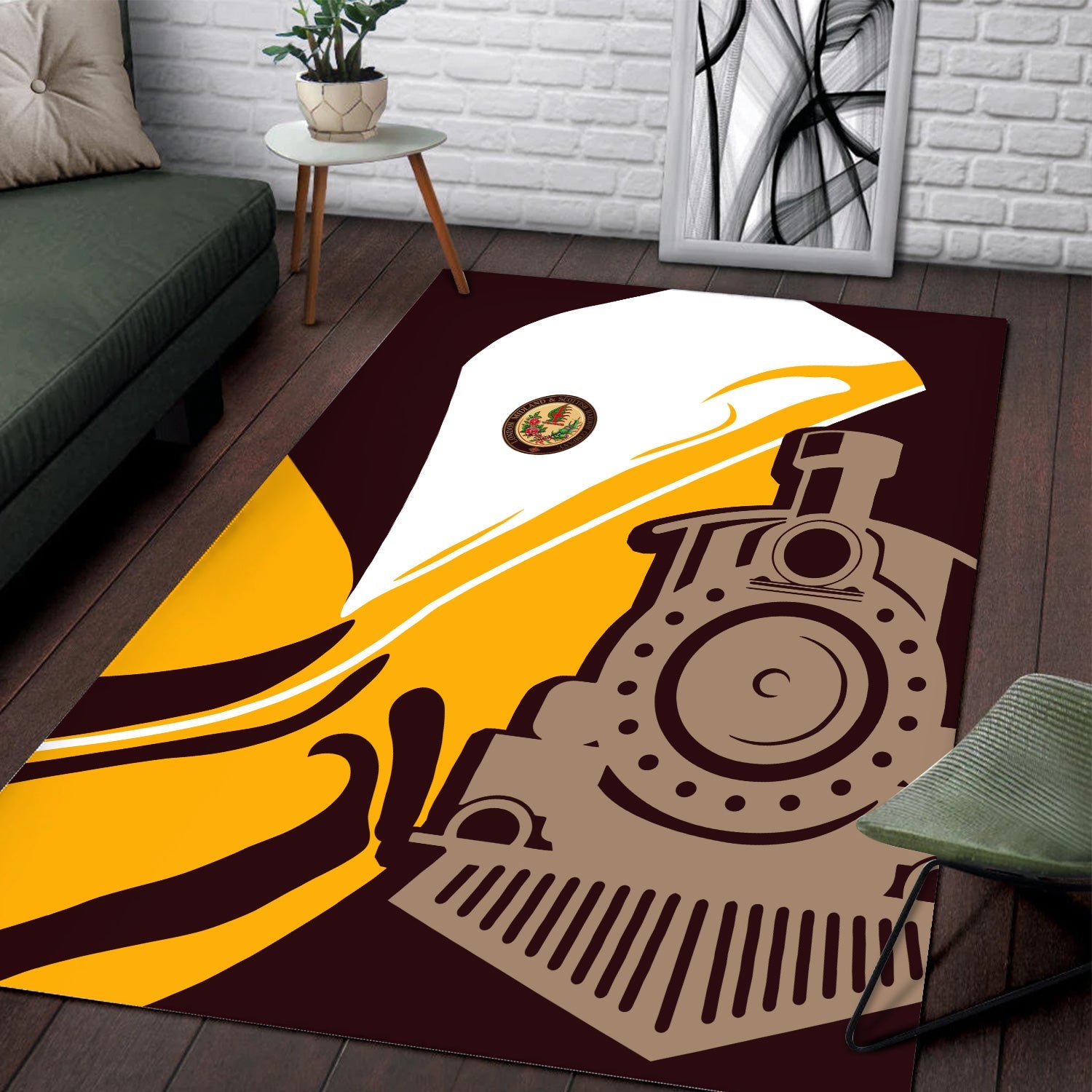 Railspirit London, Midland and Scottish Railway Area Rug Flame-Inspired Style Rug Gift Idea For Train Lovers