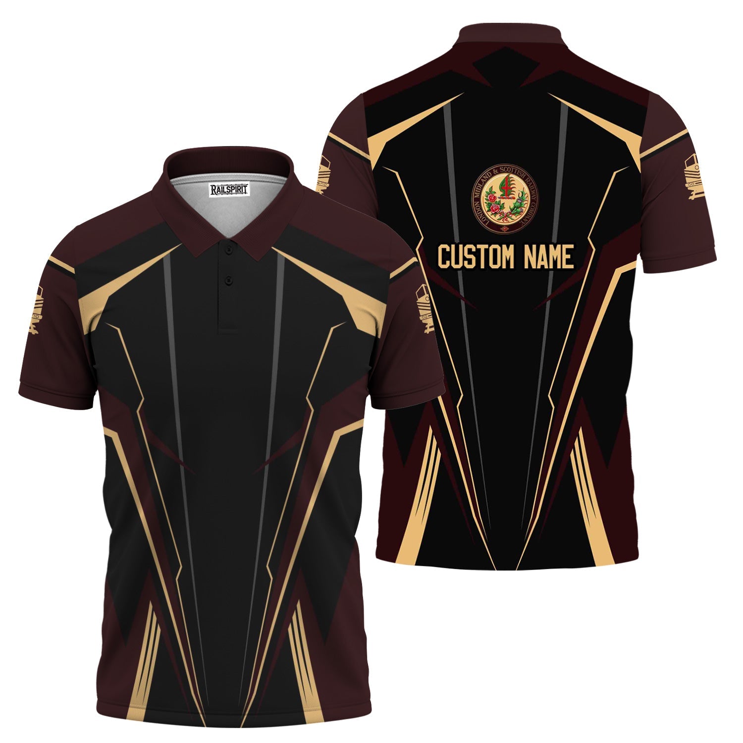 Railspirit Personalized London, Midland and Scottish Railway Polo Shirt Lightning-Edge Design Train Shirt For Railroad Lovers