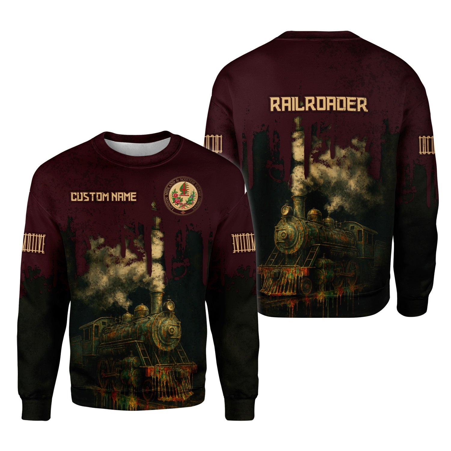 Railspirit Personalized London, Midland and Scottish Railway Sweatshirt Vintage Train Art Style Shirt For Locomotive Fans