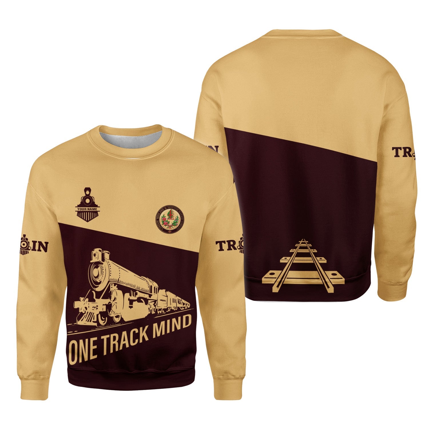 Railspirit Personalized London, Midland and Scottish Railway Sweatshirt One Track Mind Train Sweater Gift Idea For Train Lover