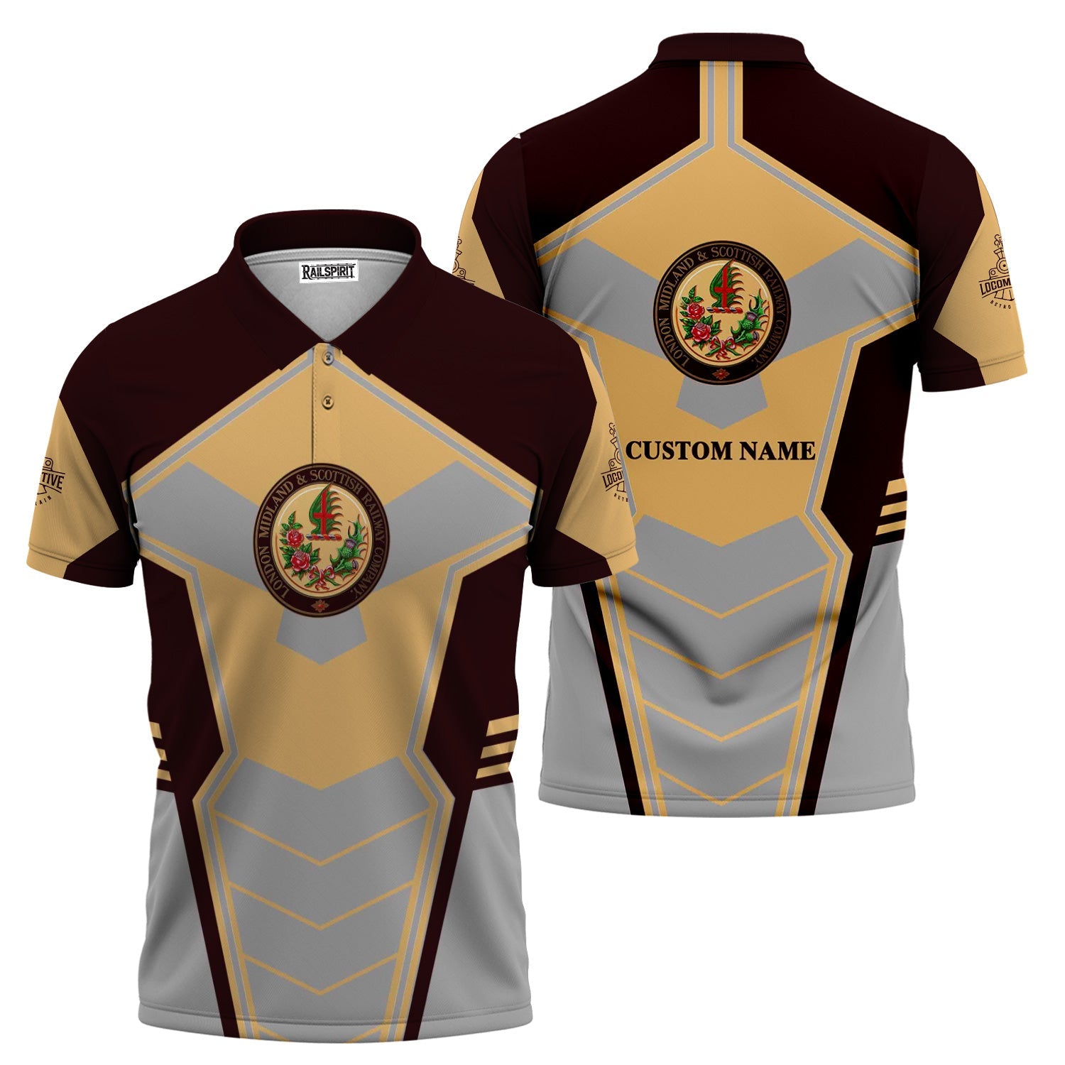 Railspirit Personalized London, Midland and Scottish Railway Polo Shirt Engine-Inspired Style Train Shirt for Railroad Fanatic