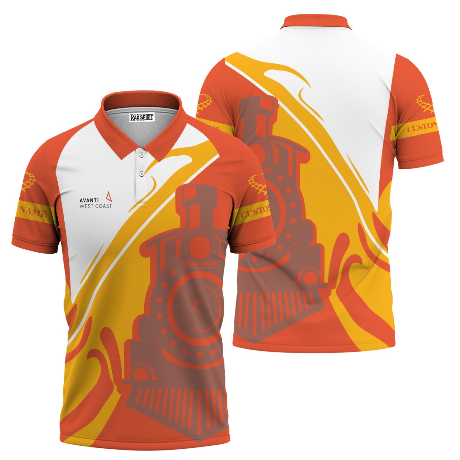 Railspirit Personalized Avanti West Coast Polo Shirt Flame-Inspired Style Shirt Gift Idea For Train Lovers