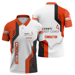 Railspirit Personalized Avanti West Coast Polo Shirt Unique Railway Style with Custom Job Train Shirt