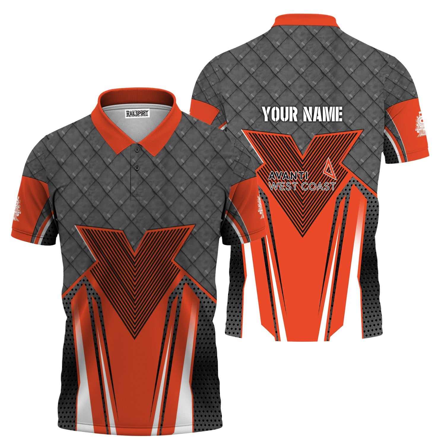 Railspirit Personalized Avanti West Coast Polo Shirt Rugged Steel Vibes Train Shirt All Over Print