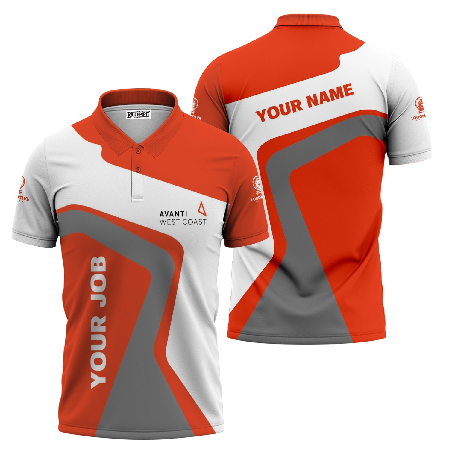 Railspirit Personalized Avanti West Coast Polo Shirt Unique Design with Custom Job Position Train Shirt