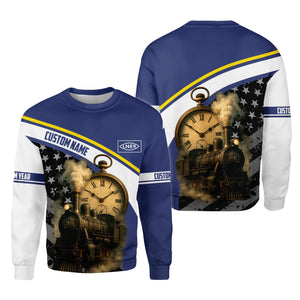 Railspirit Personalized London and North Eastern Railway Sweatshirt Classic Steam Engine With Retro Pocket Watch Shirt All Over Print
