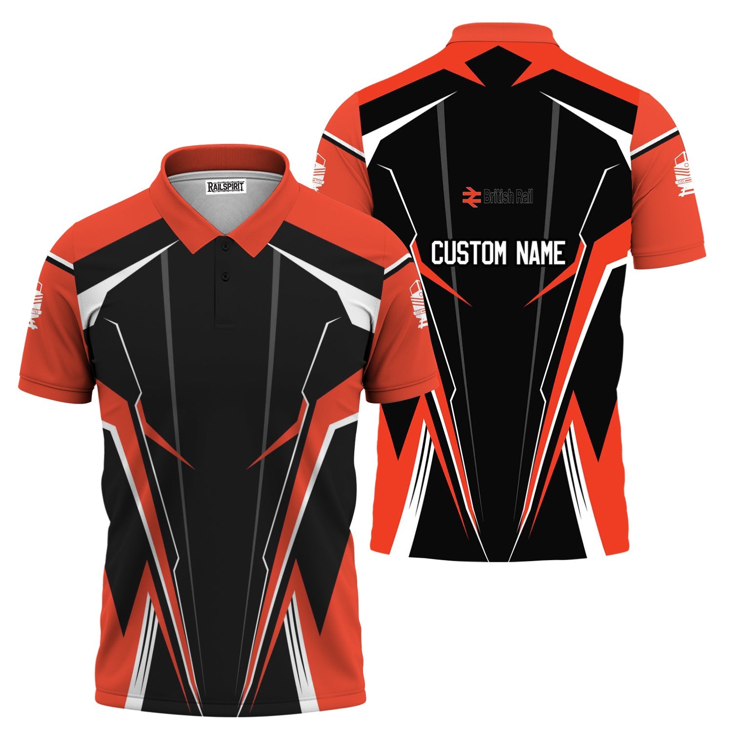 Railspirit Personalized British Railway Polo Shirt Lightning-Edge Design Train Shirt For Railroad Lovers