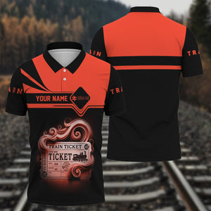 Railspirit Custom Name Bristish Railway Polo Shirt American Train Ticket Printed Shirt