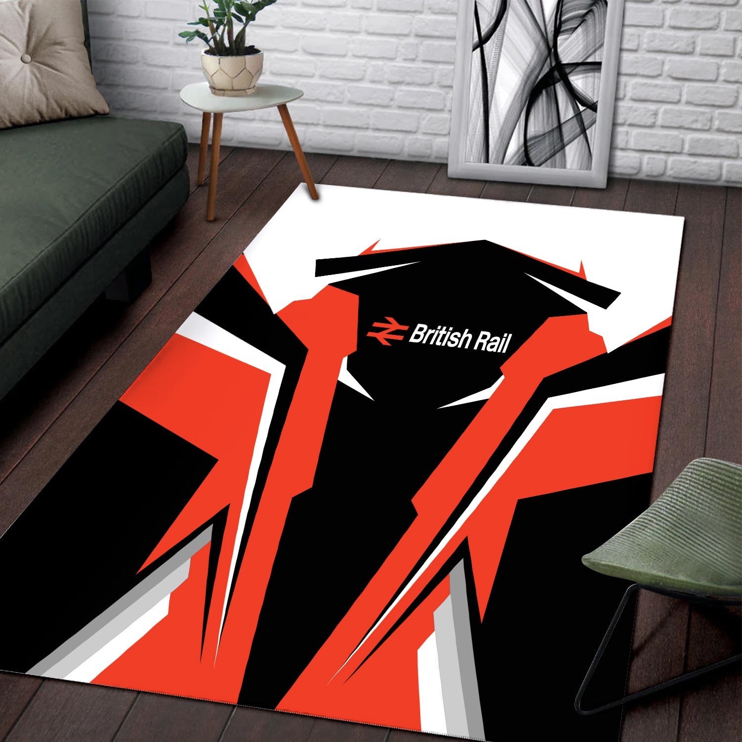 Railspirit Personalized Bristish Railway Area Rug Strong Line Style Train Area Rug Gift Idea For Train Lover