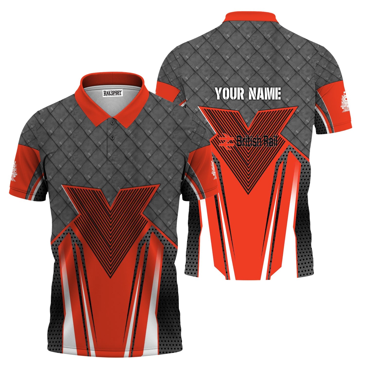 Railspirit Personalized British Railway Polo Shirt Rugged Steel Vibes Train Shirt All Over Print