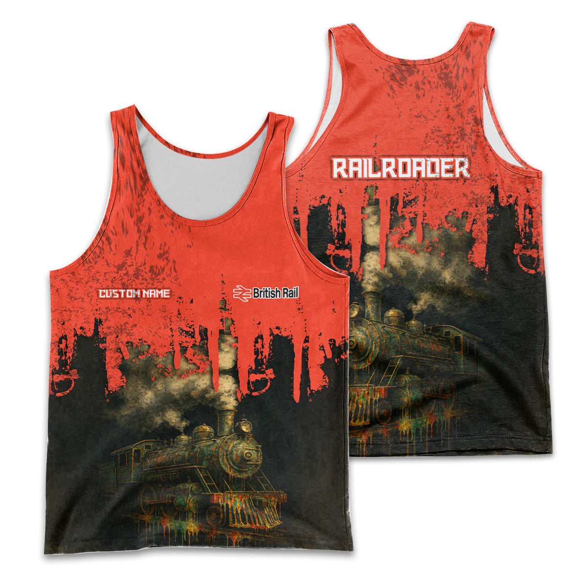 Railspirit Personalized British Railway Men Tank Top Vintage Train Art Style Shirt For Locomotive Fans