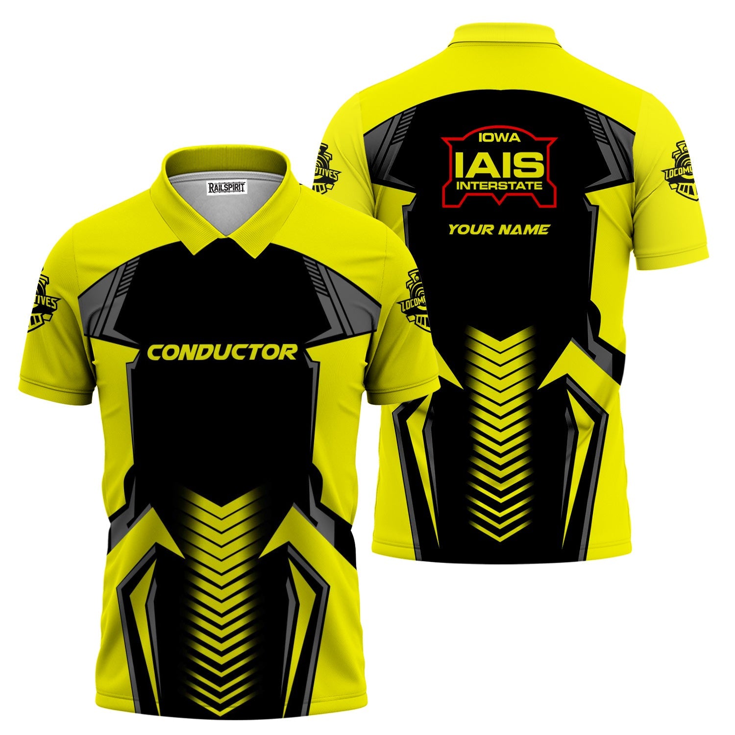 Railspirit Personalized Iowa Interstate Railroad Polo Shirt Standout Style with Custom Position IAIS Train Shirt