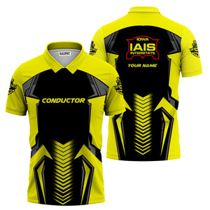 Railspirit Personalized Iowa Interstate Railroad Polo Shirt Standout Style with Custom Position IAIS Train Shirt