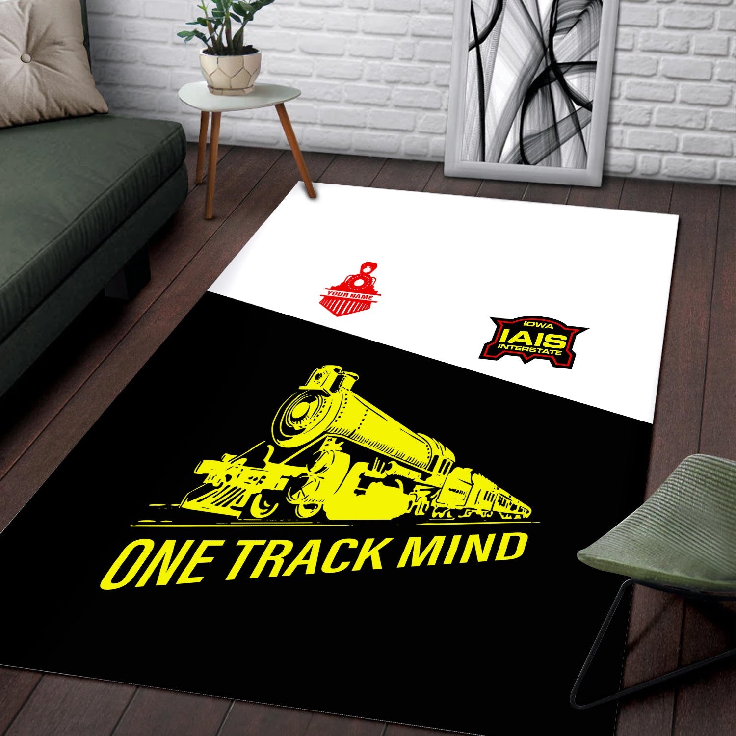 Railspirit Personalized Iowa Interstate Railroad Area Rug One Track Mind IAIS Train Rug Gift Idea For Train Lover
