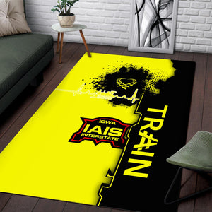 Railspirit Iowa Interstate Railroad Area Rug Engine Heartbeat and Track Love Style IAIS Rug Gift Idea For Train Lovers