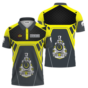Railspirit Personalized Iowa Interstate Railroad Polo Shirt Steam Locomotive Engine Graphic IAIS Train Shirt All Over Print