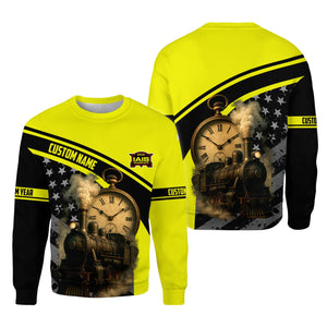 Railspirit Personalized Iowa Interstate Railroad Sweatshirt Classic Steam Engine With Retro Pocket Watch IAIS Shirt All Over Print