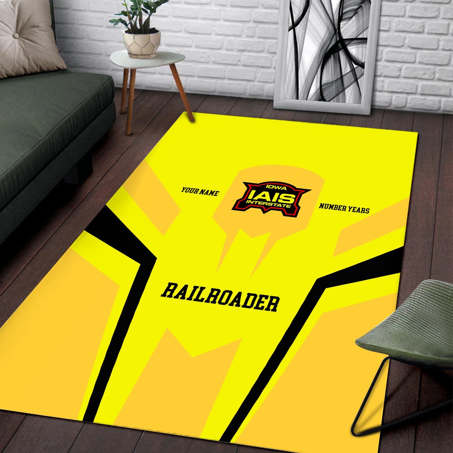 Railspirit Personalized Iowa Interstate Railroad Area Rug Custom Year Railroader IAIS Rug Gift Idea For Train Lover