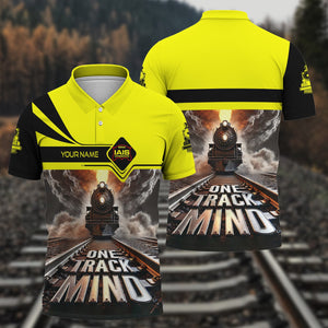 Railspirit Personalized Iowa Interstate Railroad Polo Shirt One Track Mind IAIS Train Printed Shirt