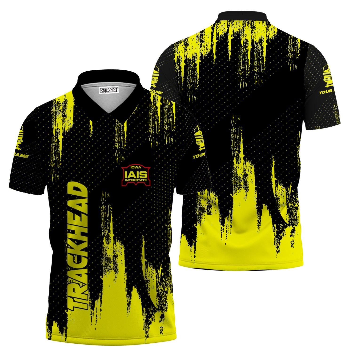 Railspirit Personalized Iowa Interstate Railroad Polo Shirt Paint Impact Design IAIS Train Shirt for Trackhead