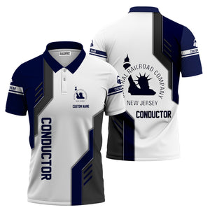 Railspirit Personalized Jersey Central Railroad Polo Shirt Unique Railway Style with Custom Job CNJ Train Shirt