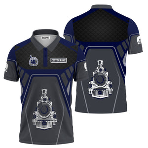 Railspirit Personalized Jersey Central Railroad Polo Shirt Steam Locomotive Engine Graphic CNJ Train Shirt All Over Print
