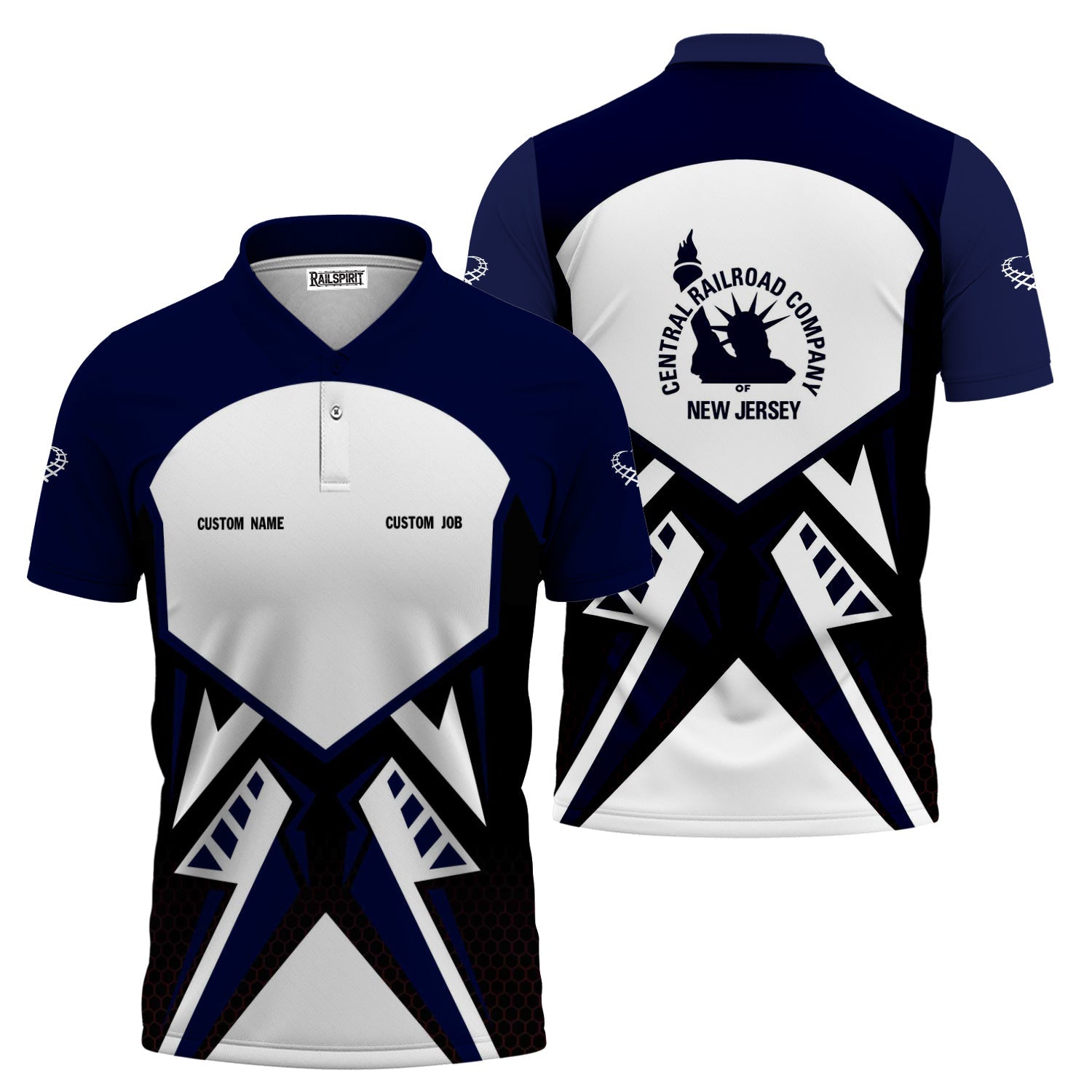 Railspirit Personalized Jersey Central Railroad Polo Shirt Vibriant Style with Custom Position CNJ Train Shirt