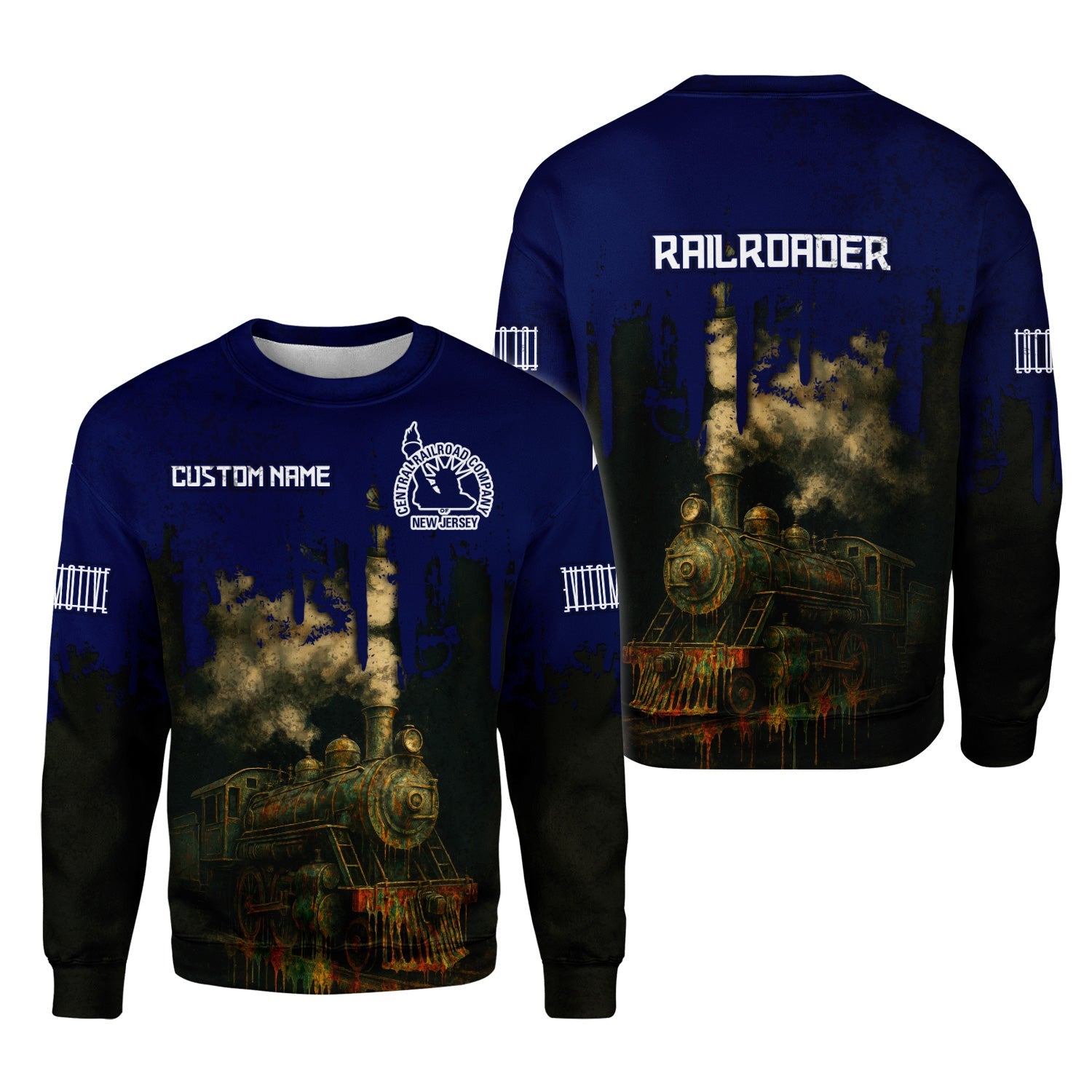 Railspirit Personalized Jersey Central Railroad Sweatshirt Vintage Train Art Style Shirt For Locomotive Fans