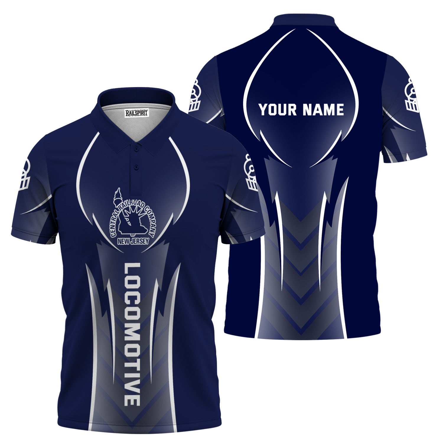 Railspirit Personalized Jersey Central Railroad Polo Shirt Striking Line Style CNJ Train Shirt For Locomotive Lovers
