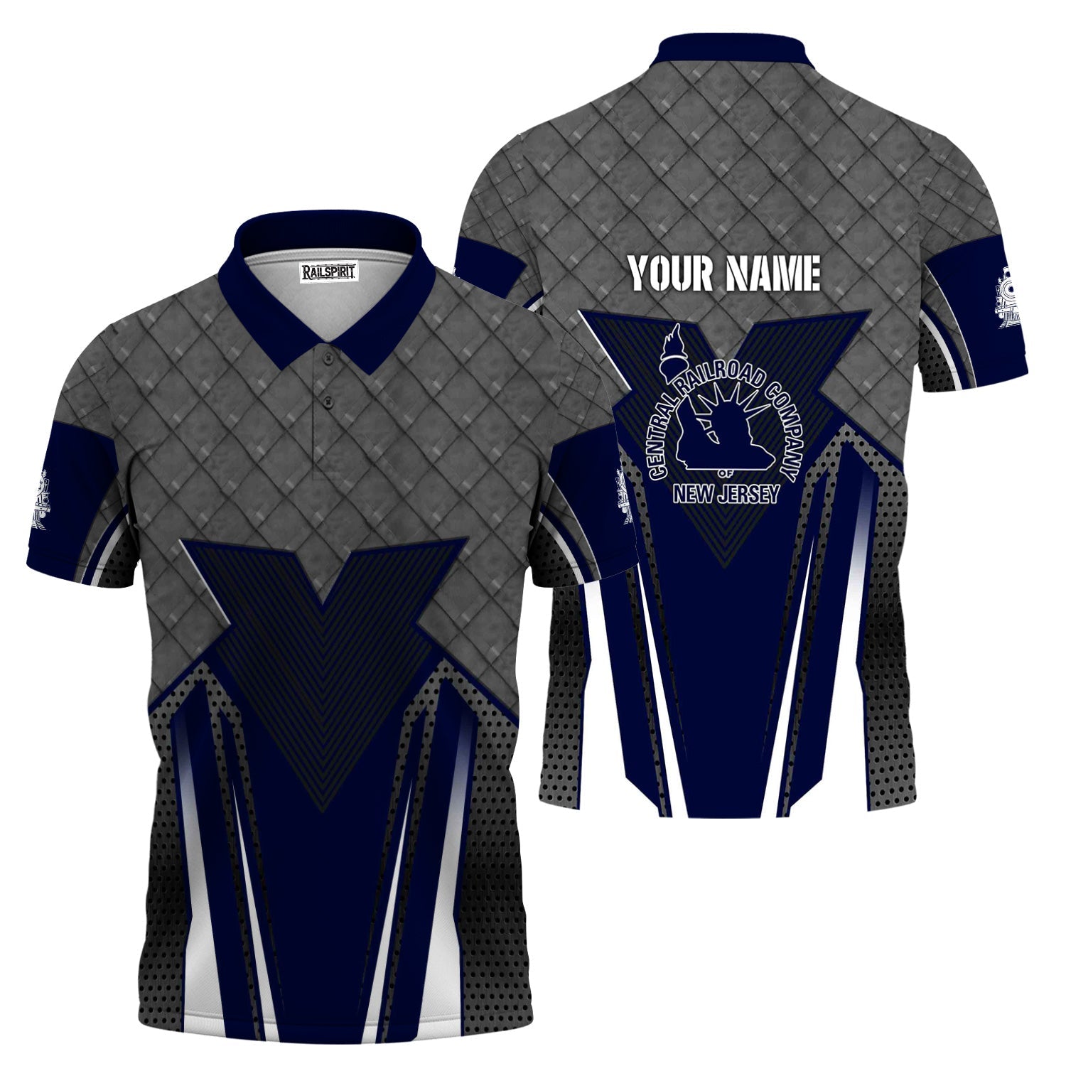 Railspirit Personalized Jersey Central Railroad Polo Shirt Rugged Steel Vibes CNJ Train Shirt All Over Print