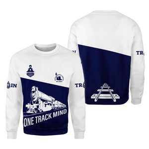Railspirit Personalized Jersey Central Railroad Sweatshirt One Track Mind Train Sweater Gift Idea For Train Lover