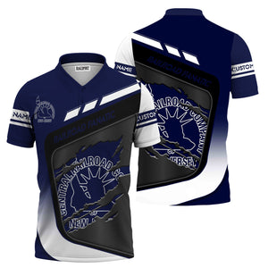 Railspirit Personalized Jersey Central Railroad Polo Shirt Ripped Texture Style CNJ Train Shirt For Railroad Fanatic