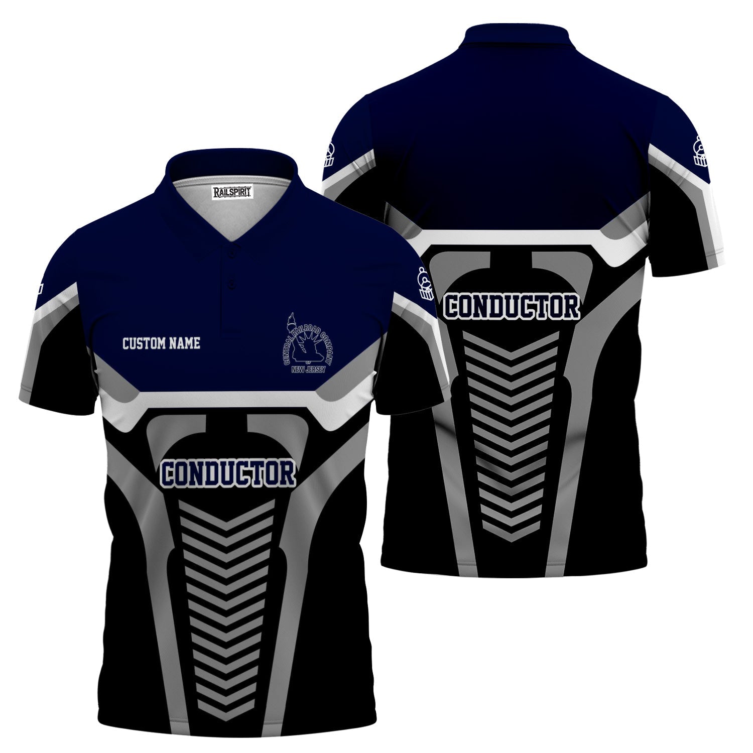 Railspirit Personalized Jersey Central Railroad Polo Shirt Track-Inspired with Custom Job Position CNJ Train Shirt