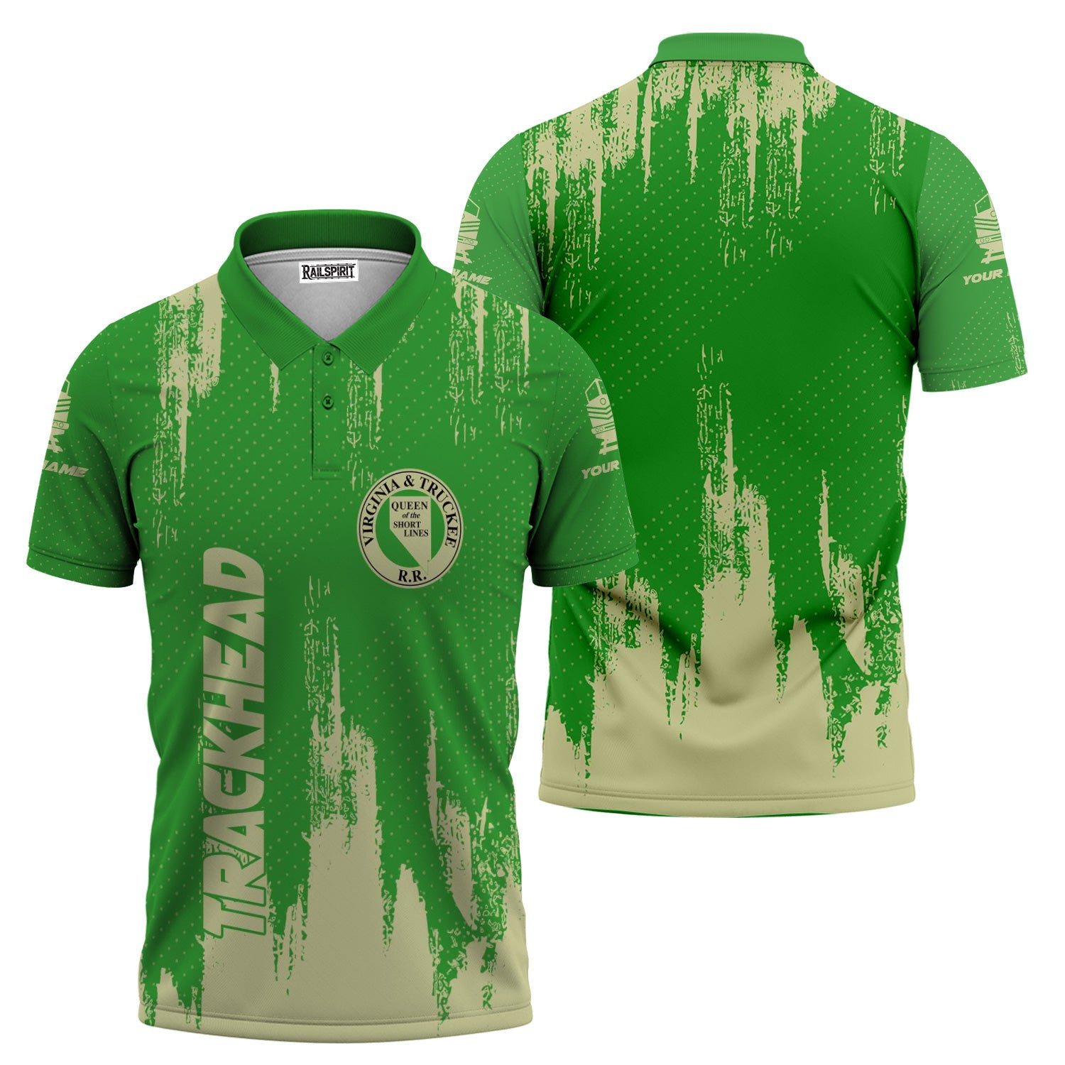 Railspirit Personalized Virginia & Truckee Railroad Polo Shirt Paint Impact Design Train Shirt for Trackhead