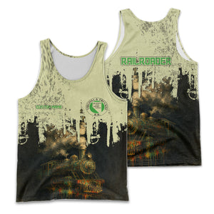 Railspirit Personalized Virginia & Truckee Railroad Men Tank Top Vintage Train Art Style Shirt For Locomotive Fans