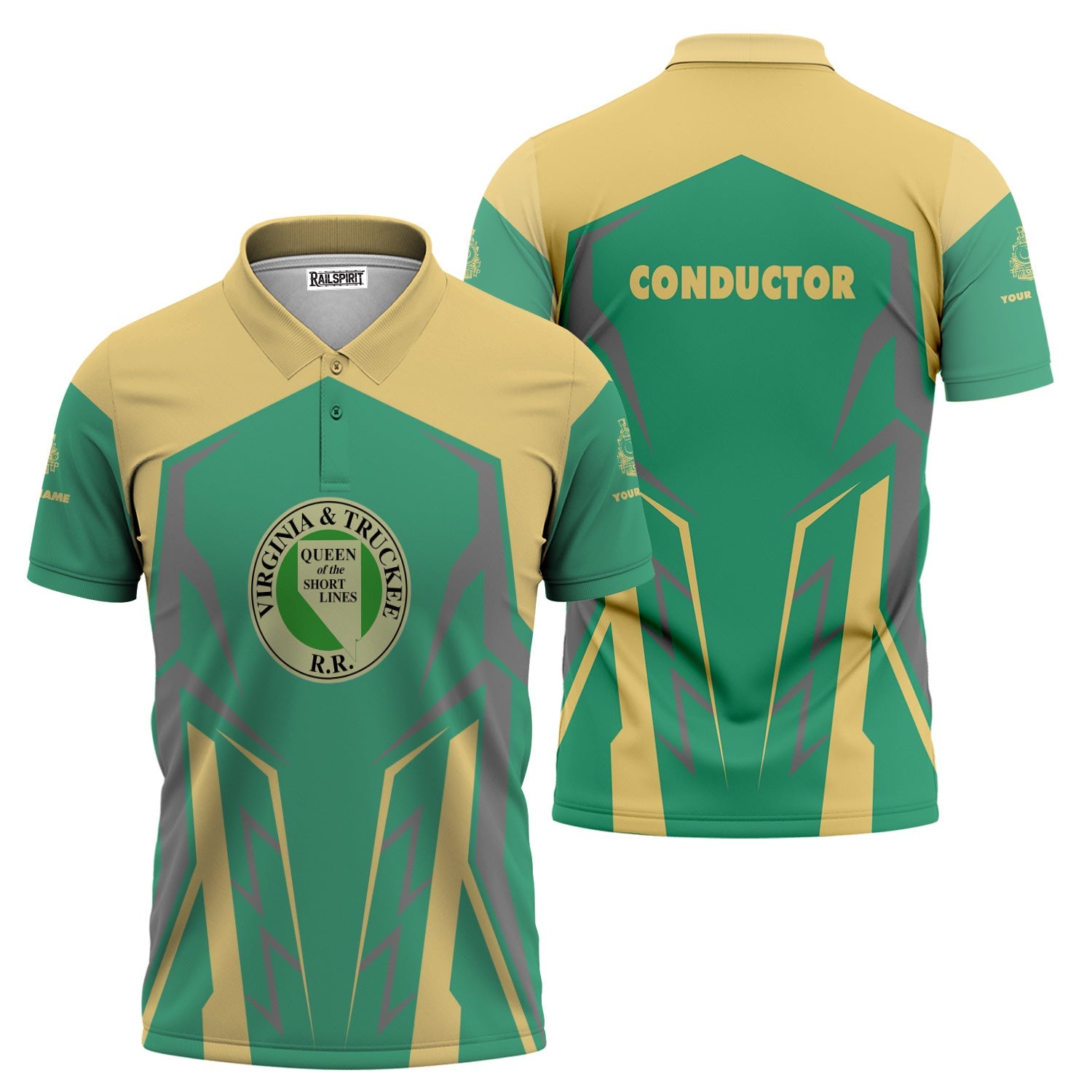 Railspirit Personalized Virginia & Truckee Railroad Polo Shirt Futuristic Design with Custom Job Train Shirt