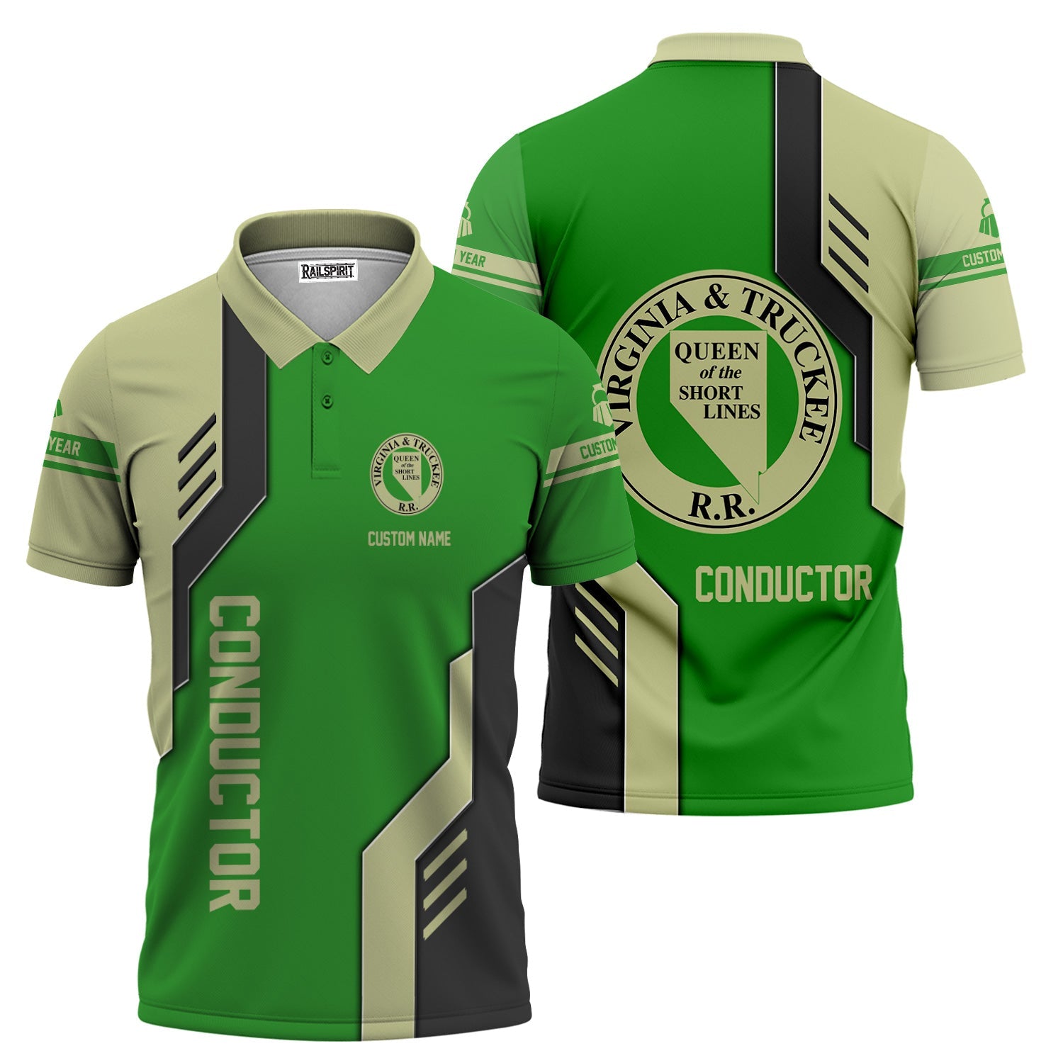 Railspirit Personalized Virginia & Truckee Railroad Polo Shirt Unique Railway Style with Custom Job Train Shirt