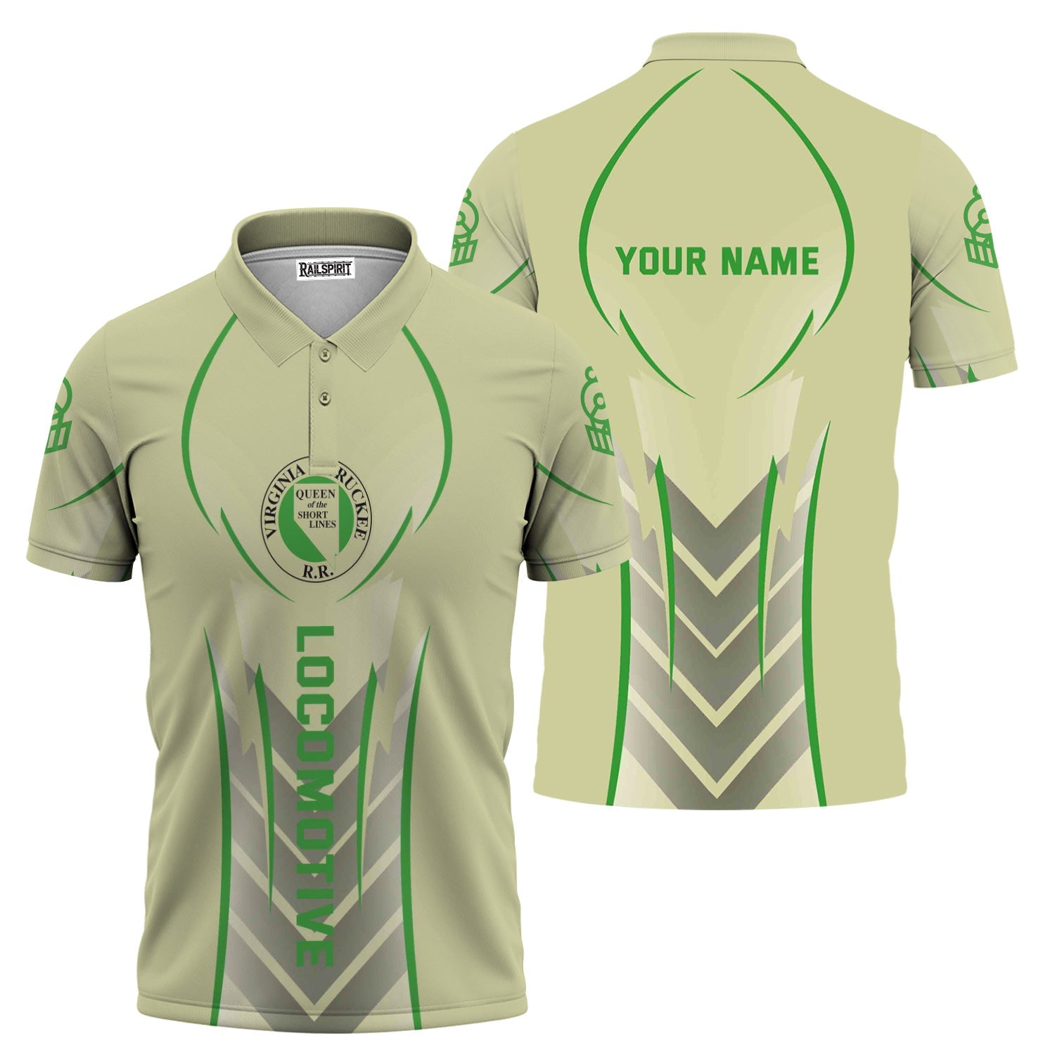 Railspirit Personalized Virginia & Truckee Railroad Polo Shirt Striking Line Style Train Shirt For Locomotive Lovers