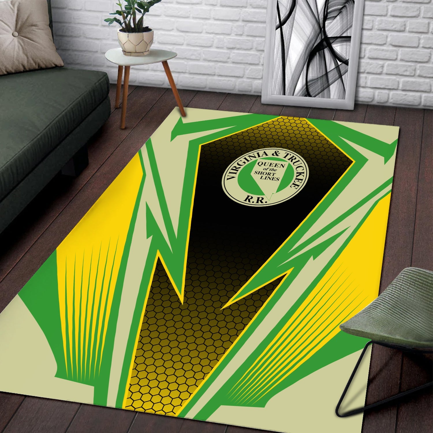 Railspirit Virginia & Truckee Railroad Area Rug Lightning Graphic Style Rug Gift Idea For Train Lover