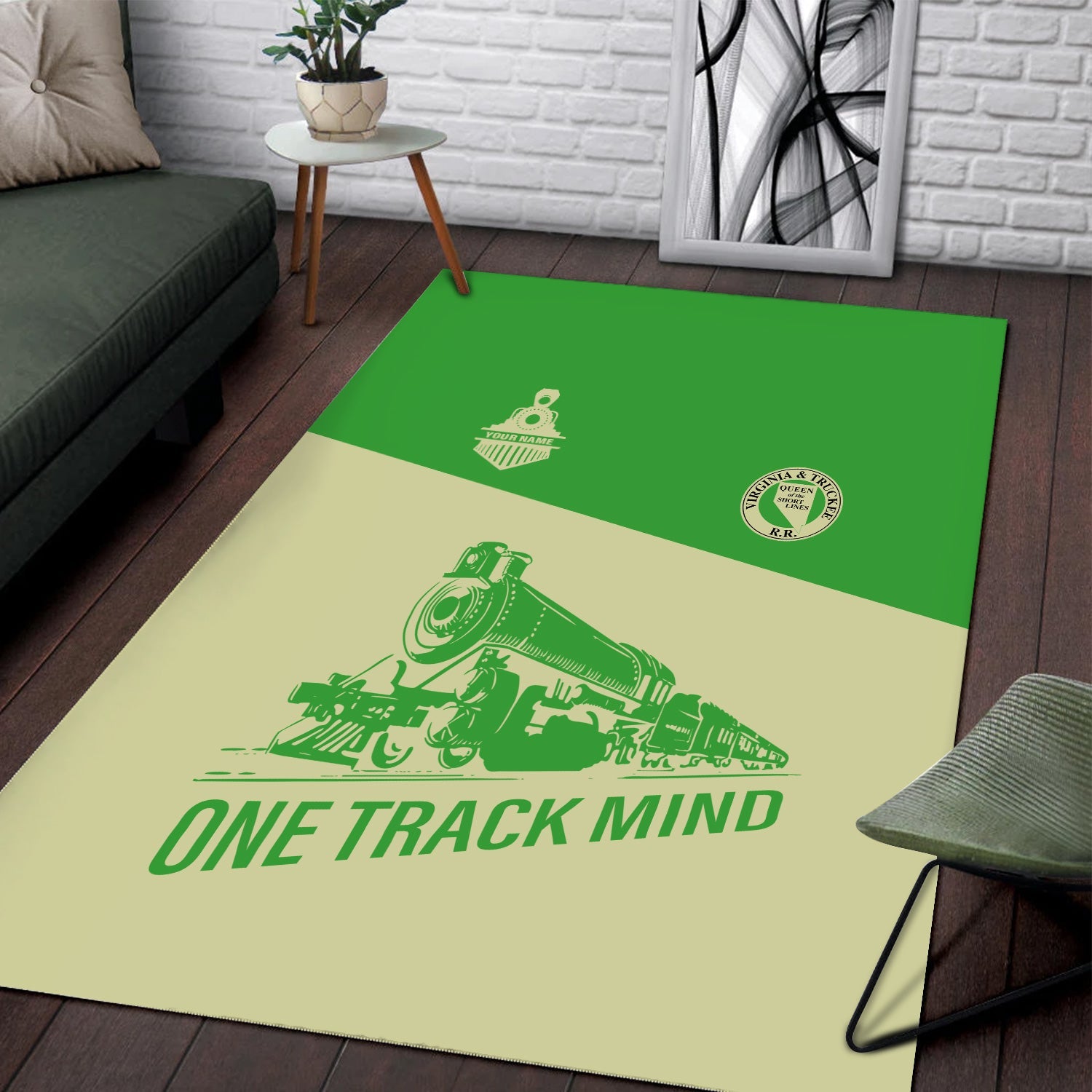 Railspirit Personalized Virginia & Truckee Railroad Area Rug One Track Mind Train Rug Gift Idea For Train Lover
