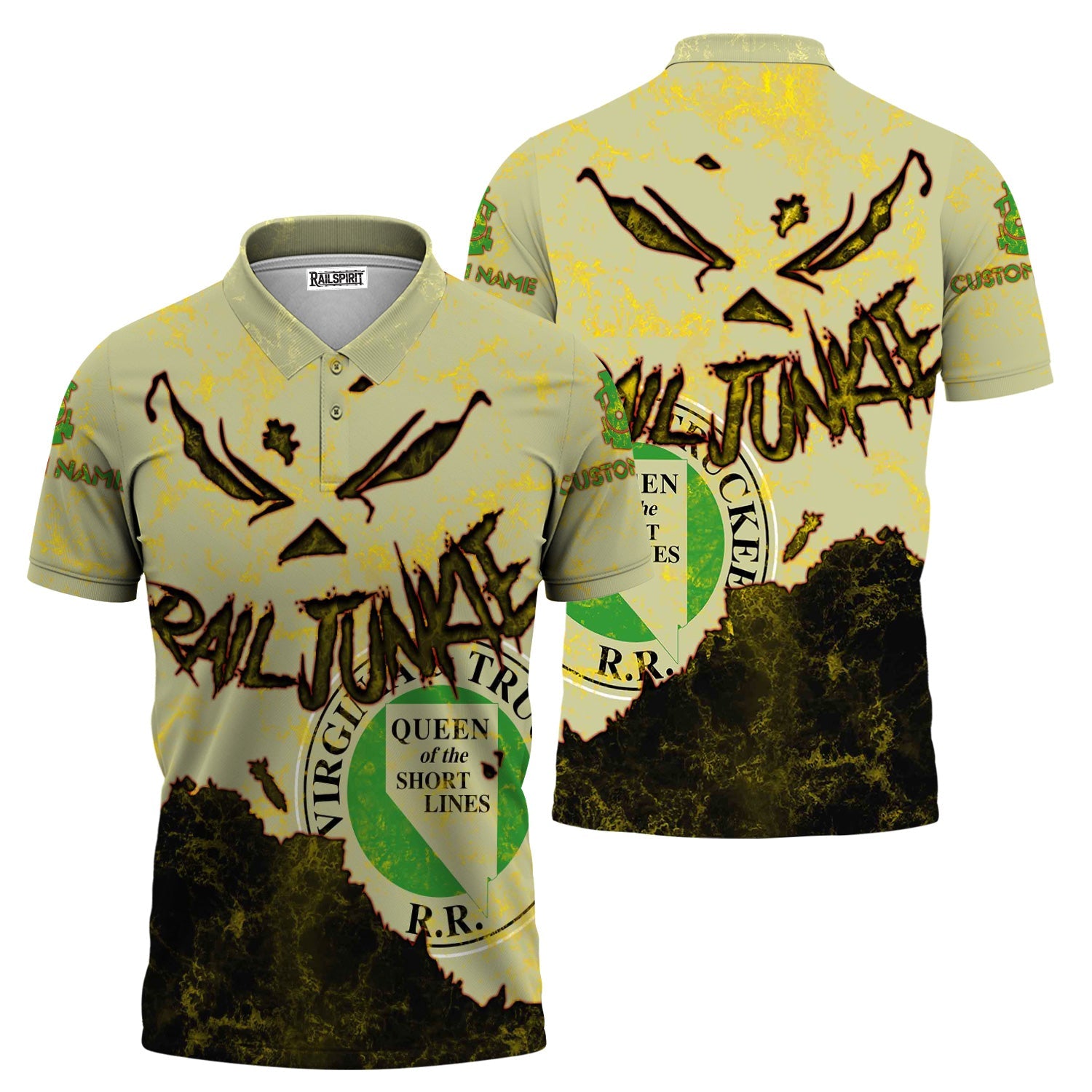 Railspirit Personalized Virginia & Truckee Railroad Polo Shirt Torn Graphic Style Train Shirt For Rail Junkie