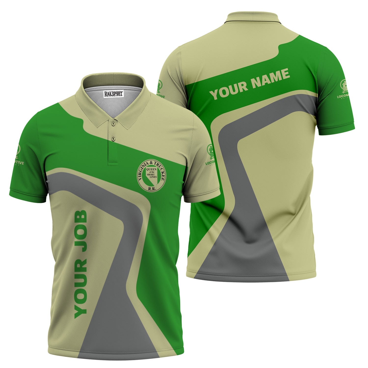 Railspirit Personalized Virginia & Truckee Railroad Polo Shirt Unique Design with Custom Job Position Train Shirt