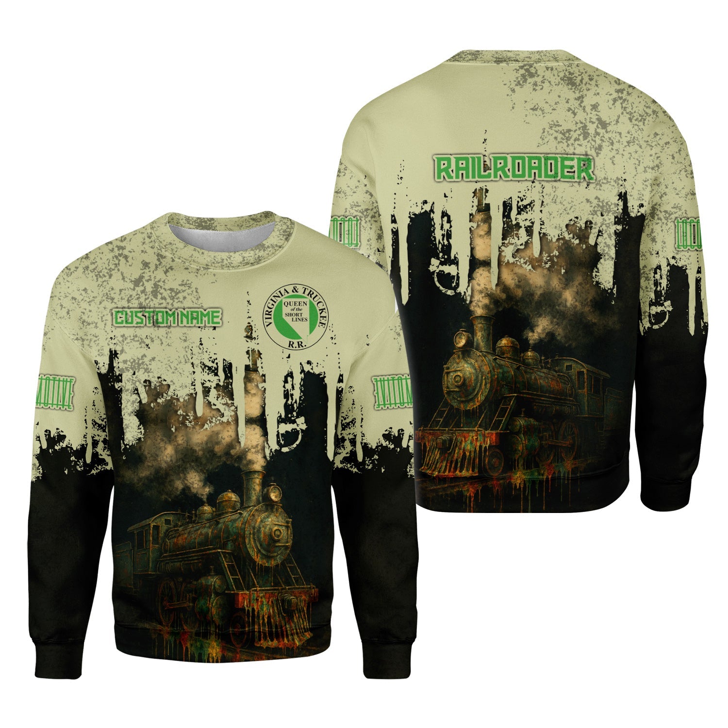 Railspirit Personalized Virginia & Truckee Railroad Sweatshirt Vintage Train Art Style Shirt For Locomotive Fans