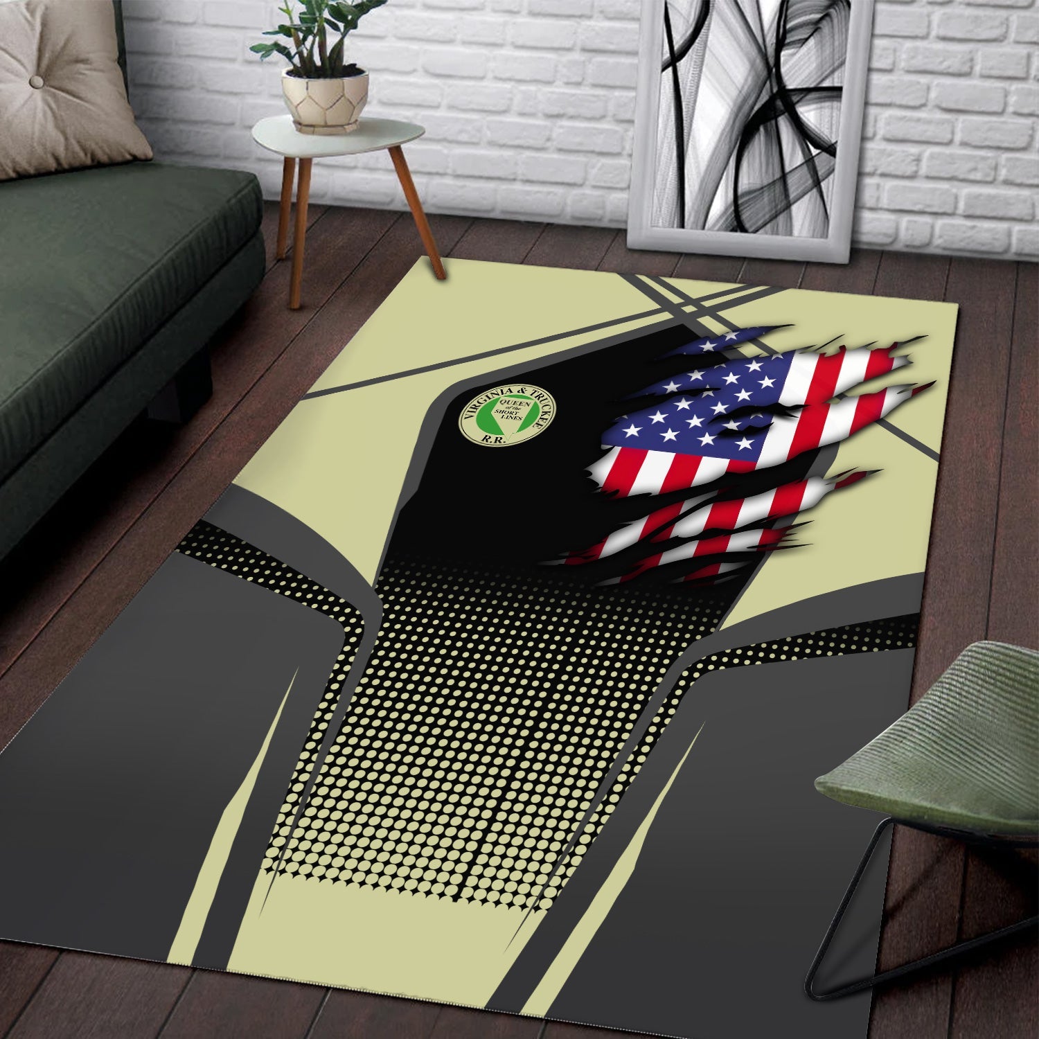 Railspirit Personalized Virginia & Truckee Railroad Area Rug American Eagle Vintage Train Rug