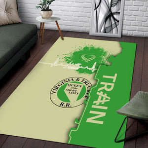 Railspirit Virginia & Truckee Railroad Area Rug Engine Heartbeat and Track Love Style Rug Gift Idea For Train Lovers