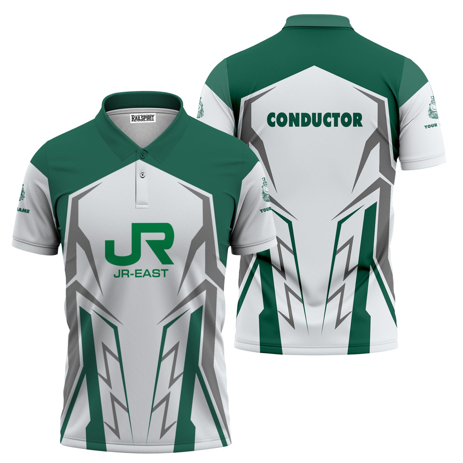 Railspirit Personalized East Japan Railway Polo Shirt Futuristic Design with Custom Job JR-EAST Train Shirt