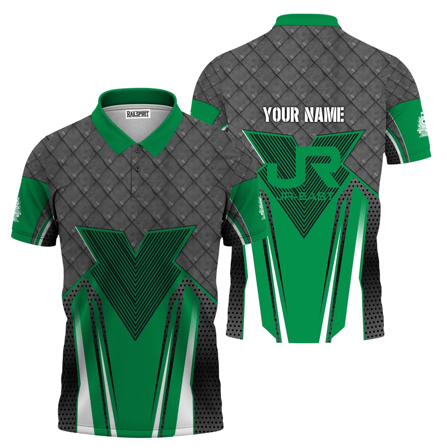 Railspirit Personalized East Japan Railway Polo Shirt Rugged Steel Vibes JR-EAST Train Shirt All Over Print