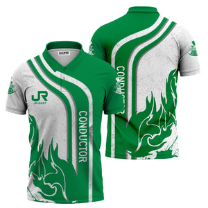 Railspirit Personalized East Japan Railway Polo Shirt Flame Design with Custom Job Position JR-EAST Train Shirt