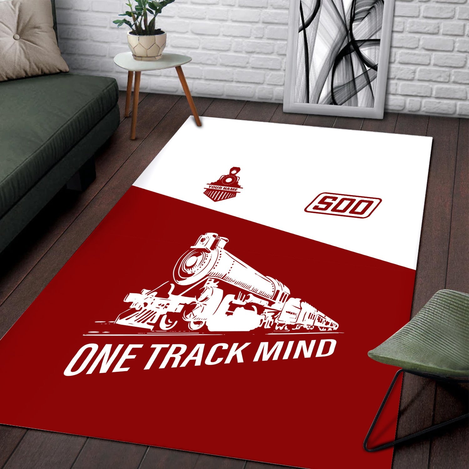 Railspirit Personalized Soo Line Railroad Area Rug One Track Mind Train Rug Gift Idea For Train Lover